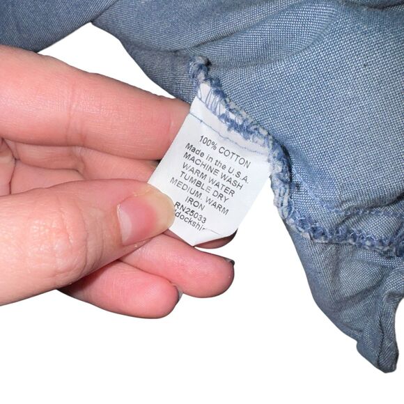 Vintage Flying R Ranch Wear Shirt Mens 17 Blue Blue Pearl Snap Western USA‎ - Picture 5 of 9